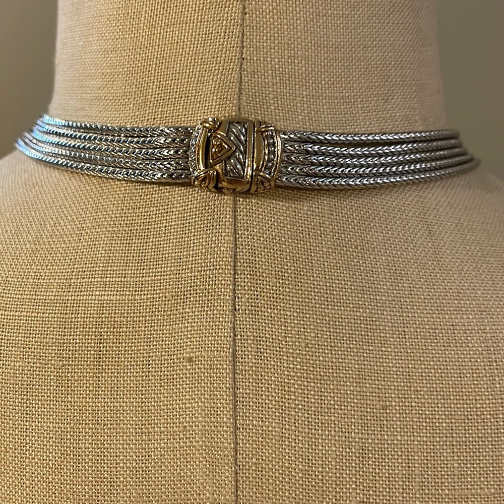 John Medeiros five strand two tone Necklace 16” and matching earrings - Picture 3 of 7